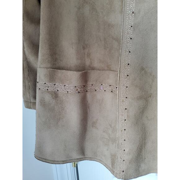 Alfred Dunner Jacket Size 14 Faux Suede Western Sherpa Sequin Boho Bohemian - Picture 6 of 11